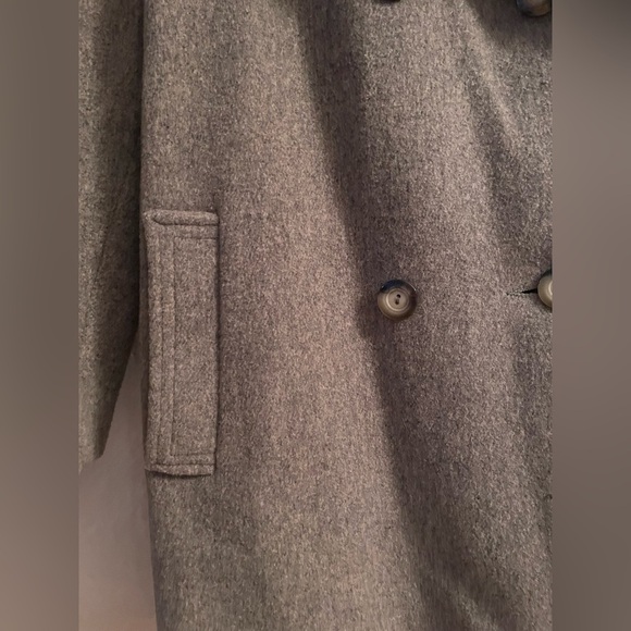 Vintage 1970s Sears Wool Peacoat Rabbit Fur Trim Collar Women's Gray/Tan;size L - Picture 3 of 10